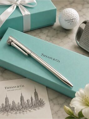 Vintage Tiffany & Co. Sterling Silver Golf Ball Pen Box & Pouch Collectors Dream